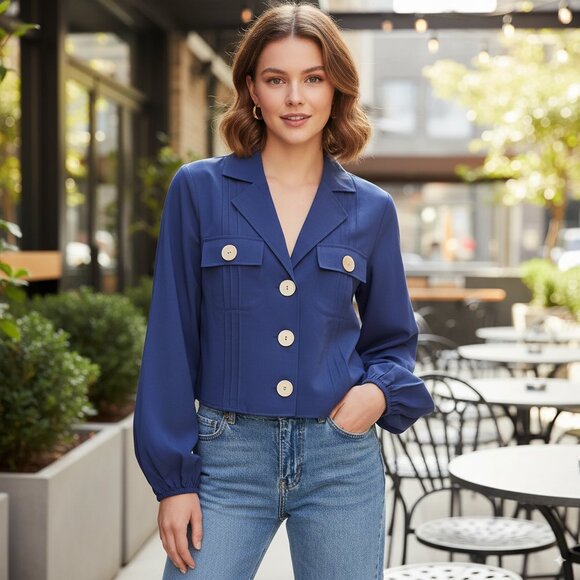 NWT Finders Keepers Golden Shirt Navy - Picture 1 of 3